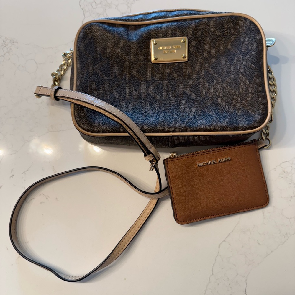 Michael Kors Brown Crossbody Bag with Gold Accents
